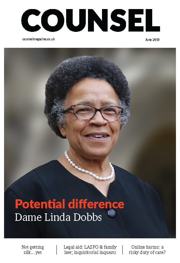 Counsel (2019 June , 7-9) has published Potential difference, an interview with Dame Linda Dobbs